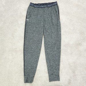 Under Armour Jogger Leggings Women's Small Gray Heatgear Loose Fit Elastic Waist